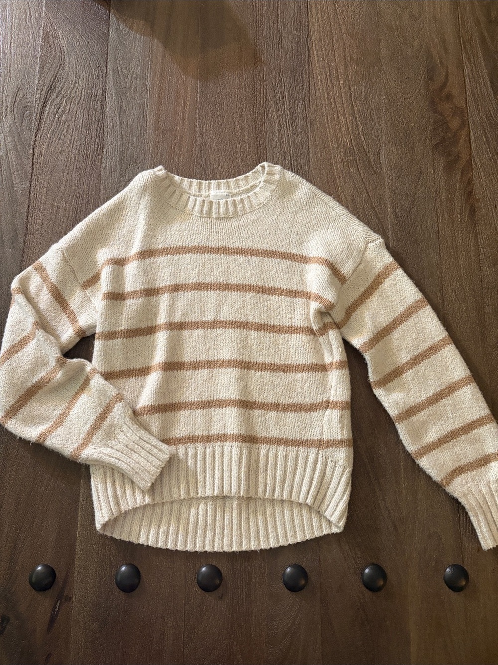abercrombie kids Cream Sweater with gold shimmer Stripe Detail